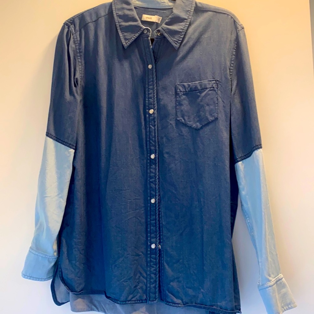 Vince Denim Long Sleeve Button Down